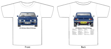Aston Martin V8 Vantage 1977-89 T-shirt Front & Back